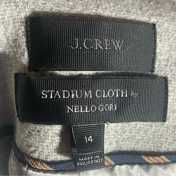 J. Crew Double Breasted Stadium Cloth by Nello Gori Pea Coat Light Gray Size 14 - Picture 3 of 11